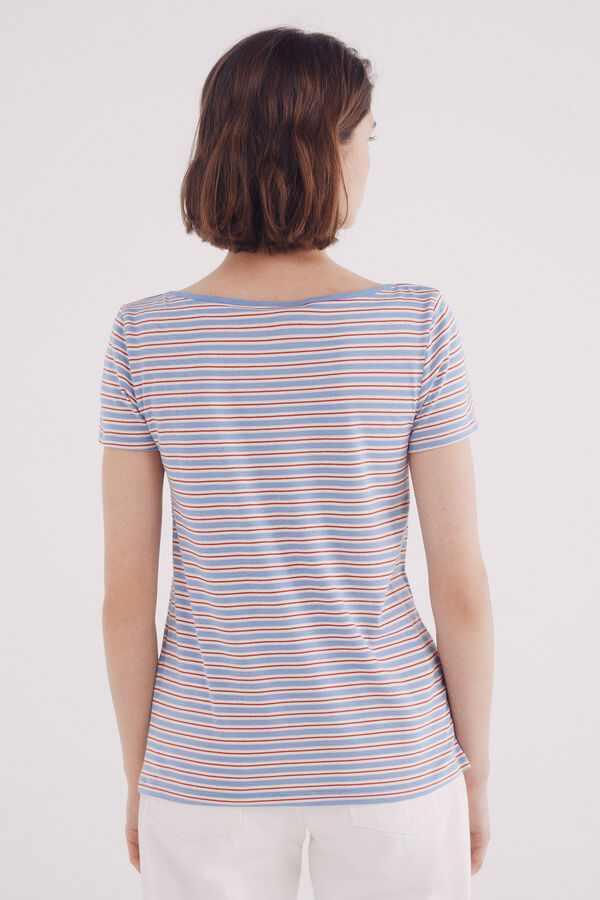 Springfield Camiseta gola canoa semi-ajustada azul