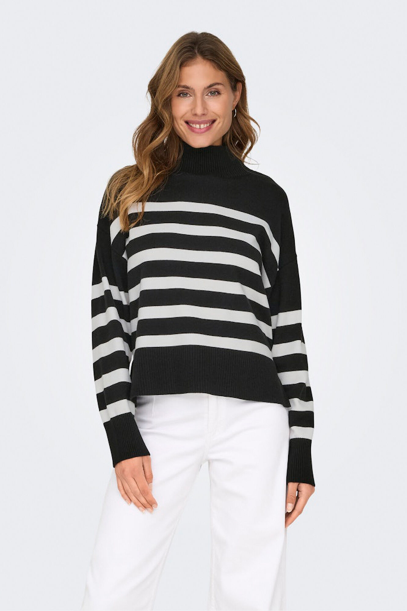 Only Jersey de rayas cuello alto