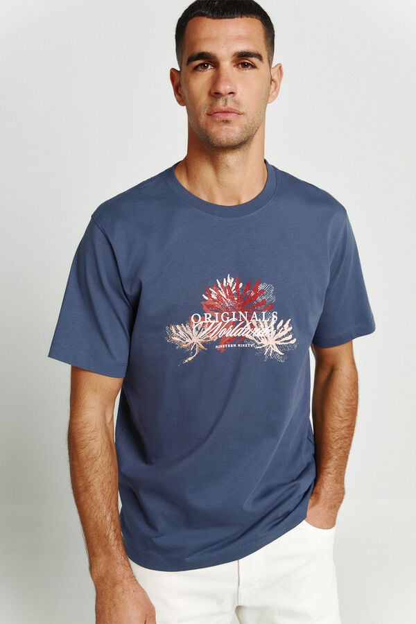 Jack & Jones Camiseta regular fit estampado azul