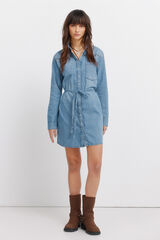 Springfield Vestido curto denim com cinto azul