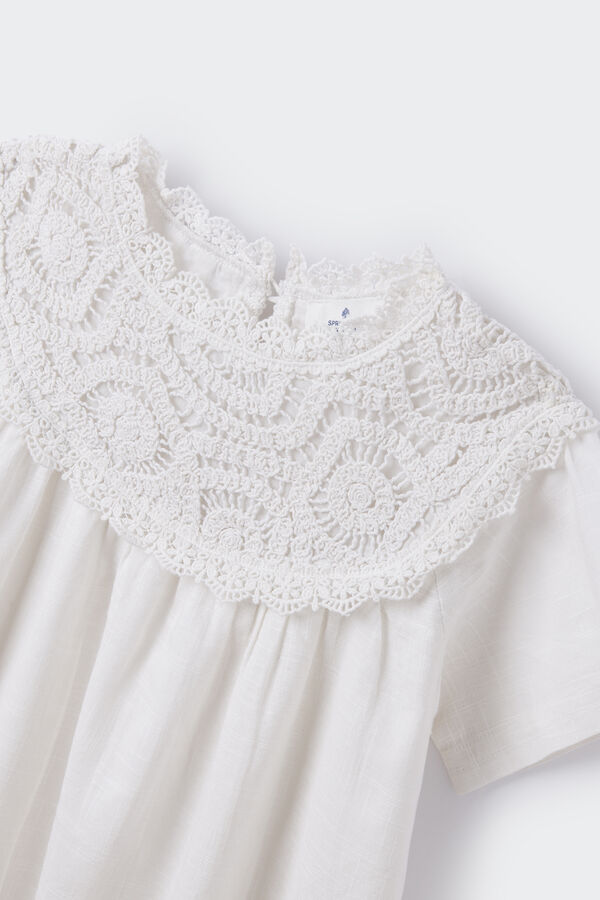 Springfield Kids Vestido colar crochet menina branco