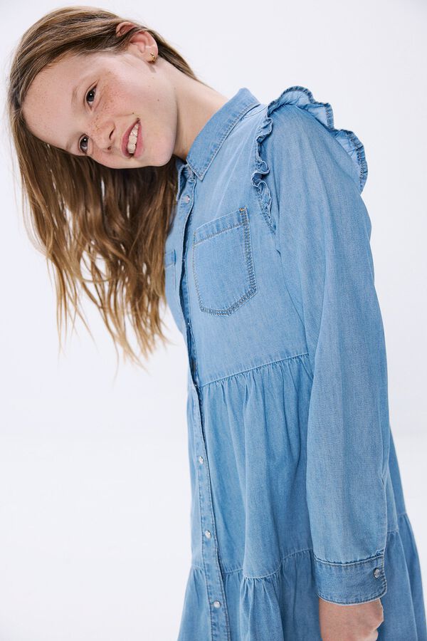 Springfield Kids Vestido denim menina azul