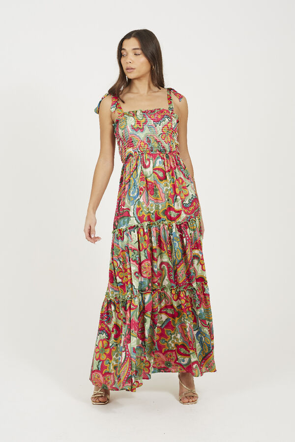 Brave Soul Vestido largo con fruncido en el pecho blanco