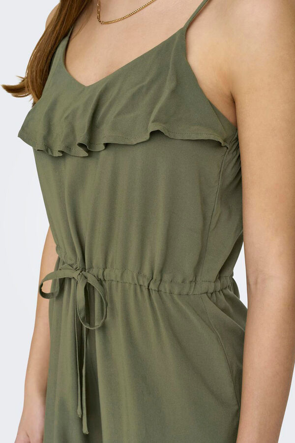 Only Macacão curto alças Caqui escuro