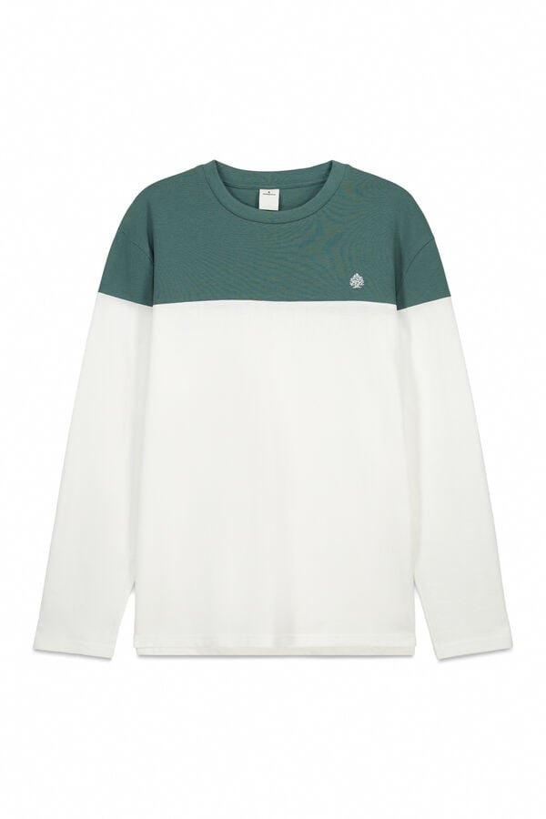 Springfield T-shirt manga comprida efeito color block branco