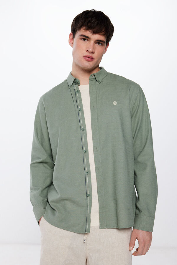 Springfield Camisa estructura r&uacute;stica verde