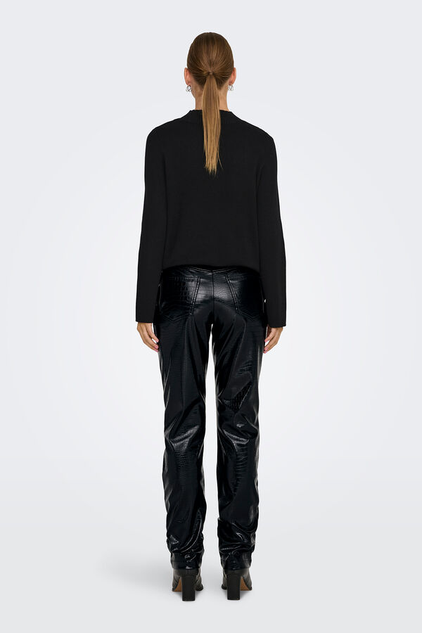 Only Calças com estampa animal brilhante preto