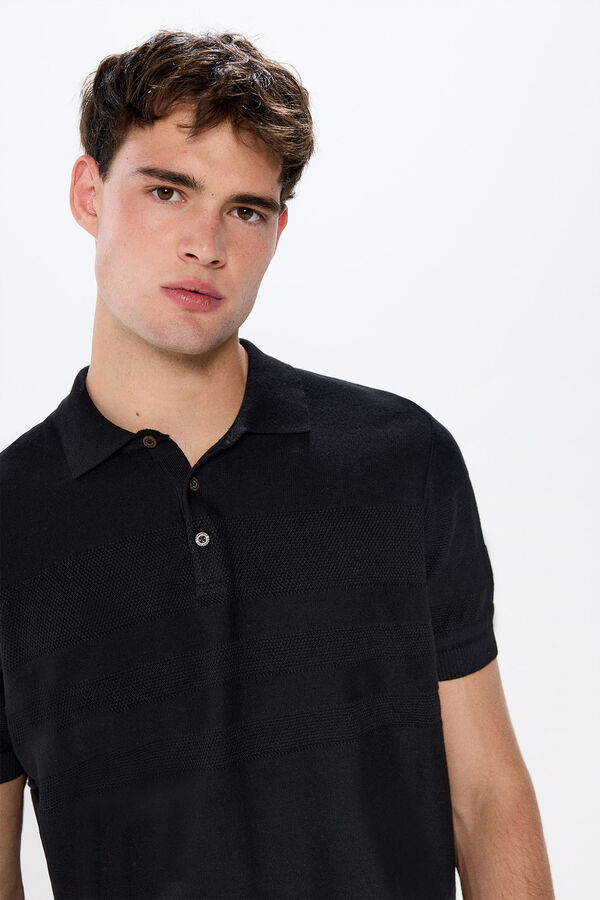 Springfield Jersey cuello polo botones negro