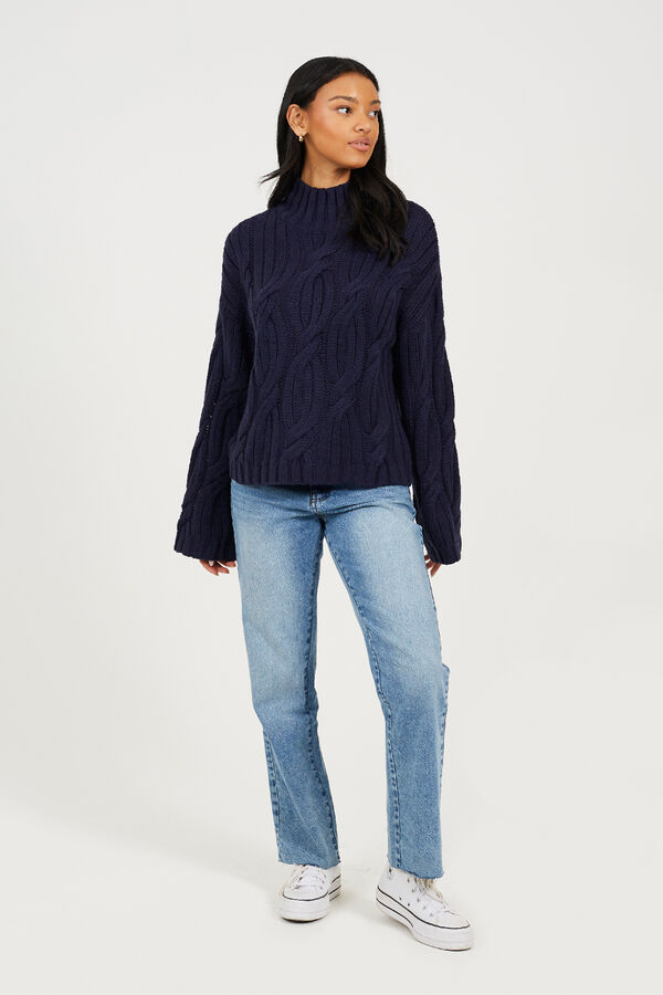 Brave Soul Jersey de punto con ochos azul