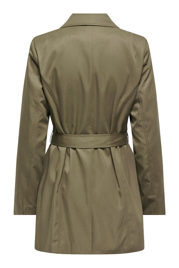 Only Gabardina midi con cintur&oacute;n gris