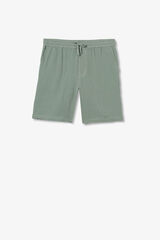 Tiffosi Shorts de algod&atilde;o texturizado com cord&atilde;o verde