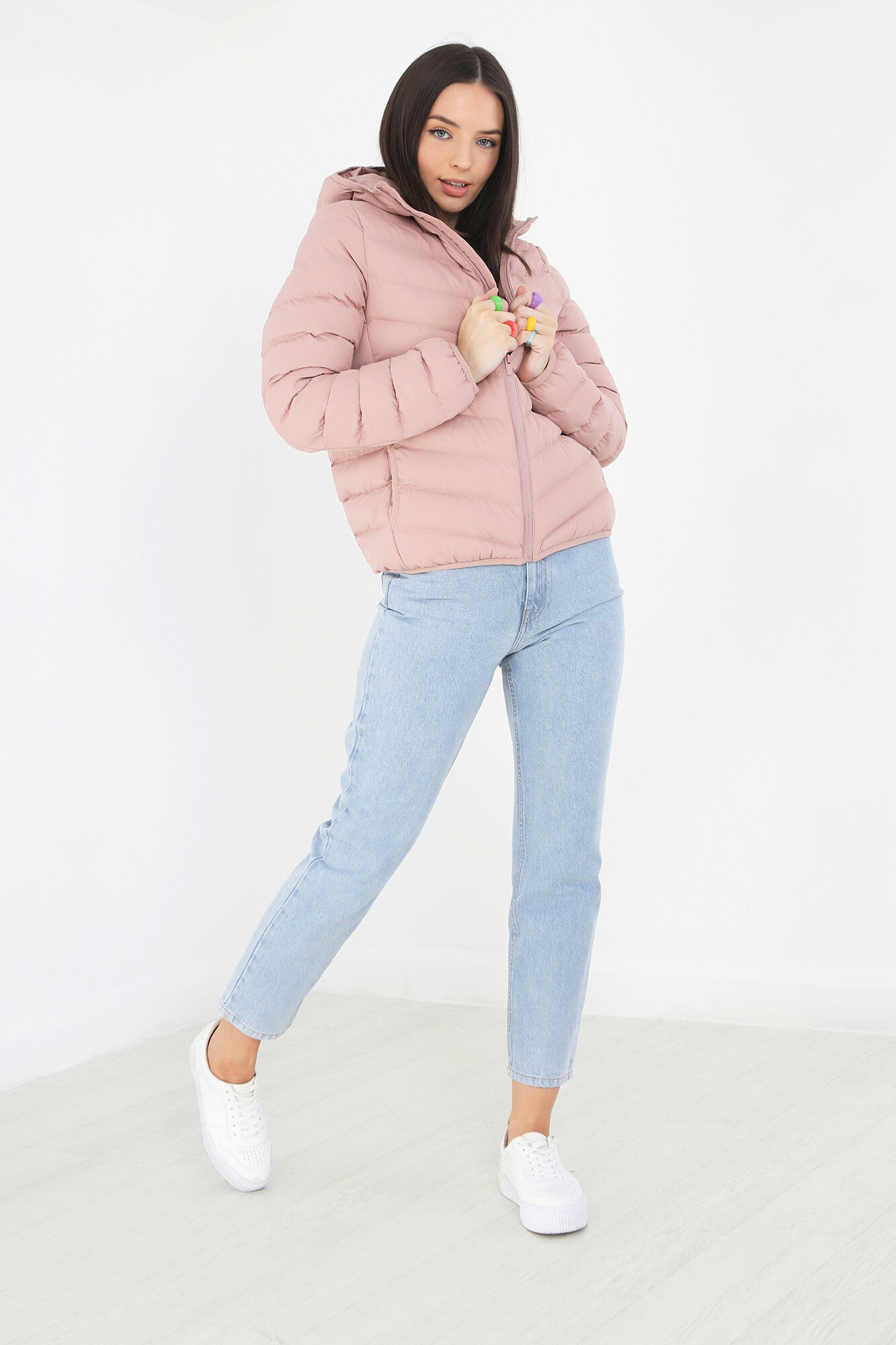 Brave Soul Casaco de penas acolchoado com capuz