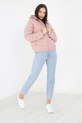 Brave Soul Casaco de penas acolchoado com capuz rosa