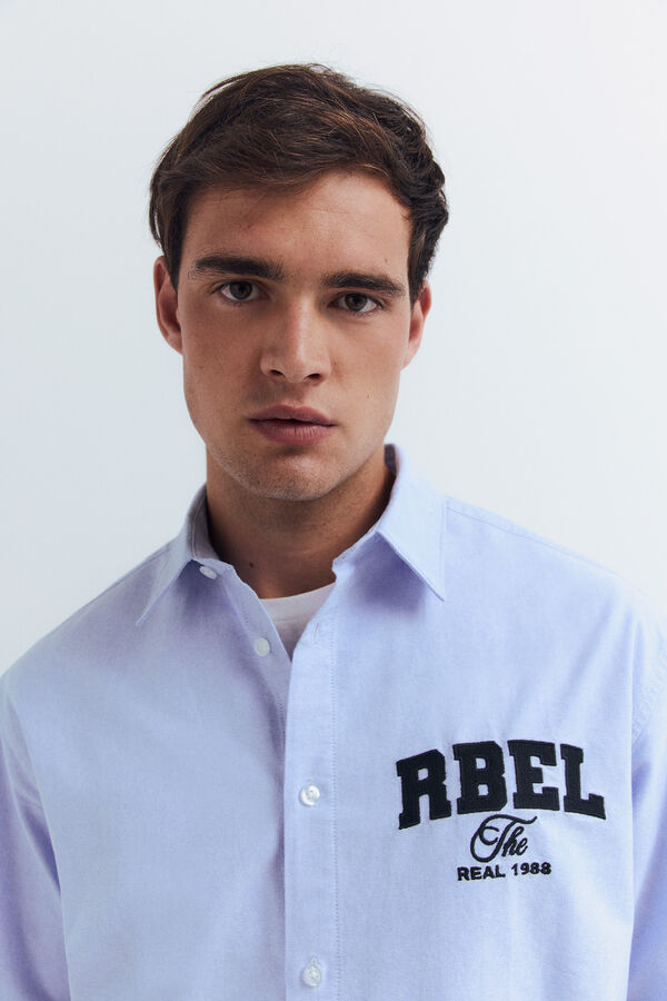 Springfield Camisa oxford bordado azul