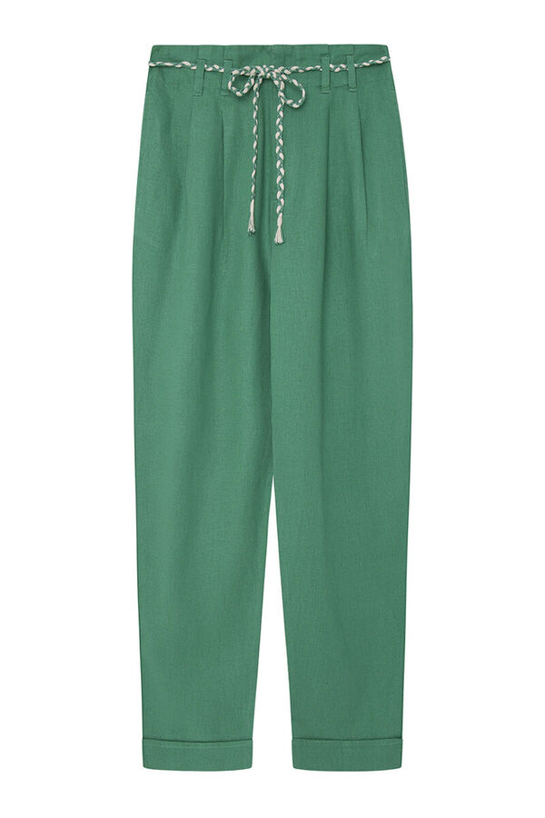 Springfield Cal&ccedil;as Linho Cinto Bicolor bege