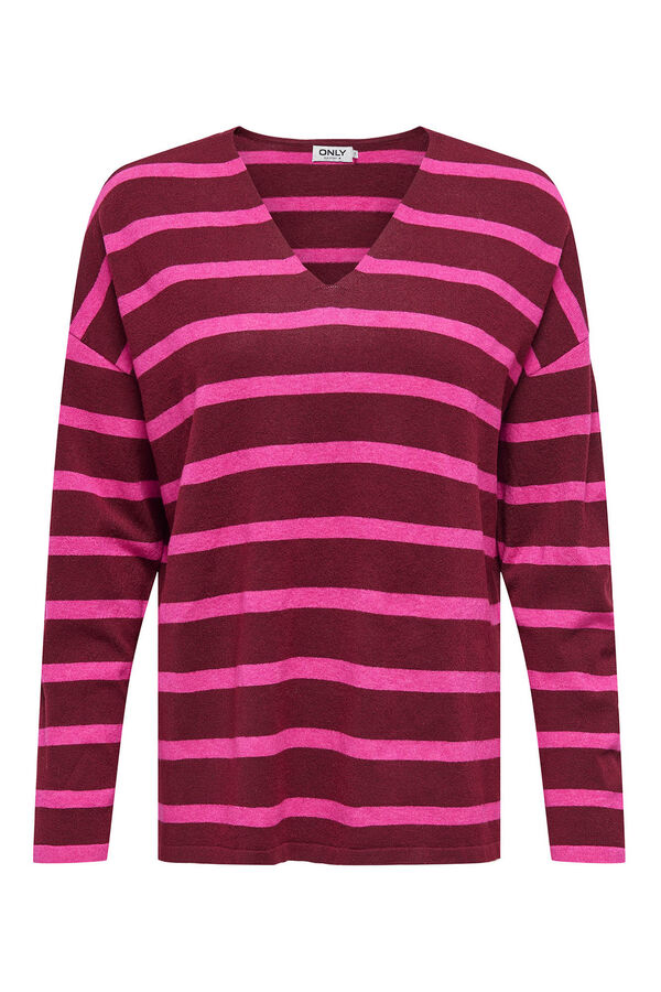 Only Camisola oversized com gola vermelho