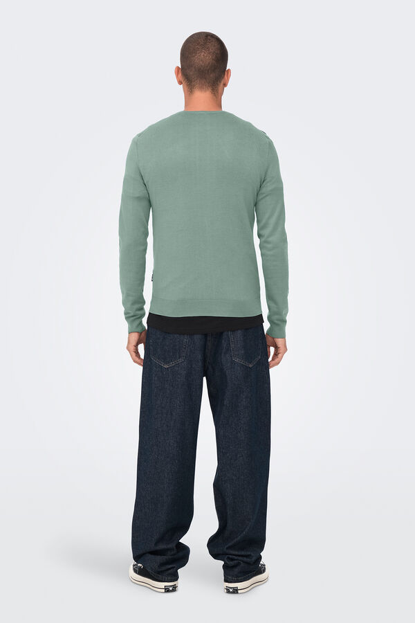 Only & Sons Jersey de hombre de cuello redondo regular fit. verde