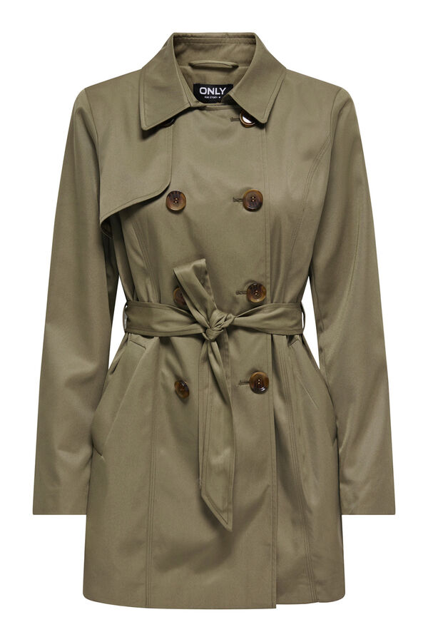 Only Gabardina midi con cintur&oacute;n gris