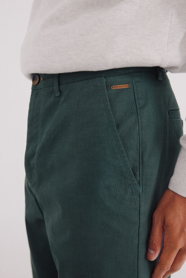 Springfield Cal&ccedil;a cal&ccedil;as chino slim fit com micro estampa verde