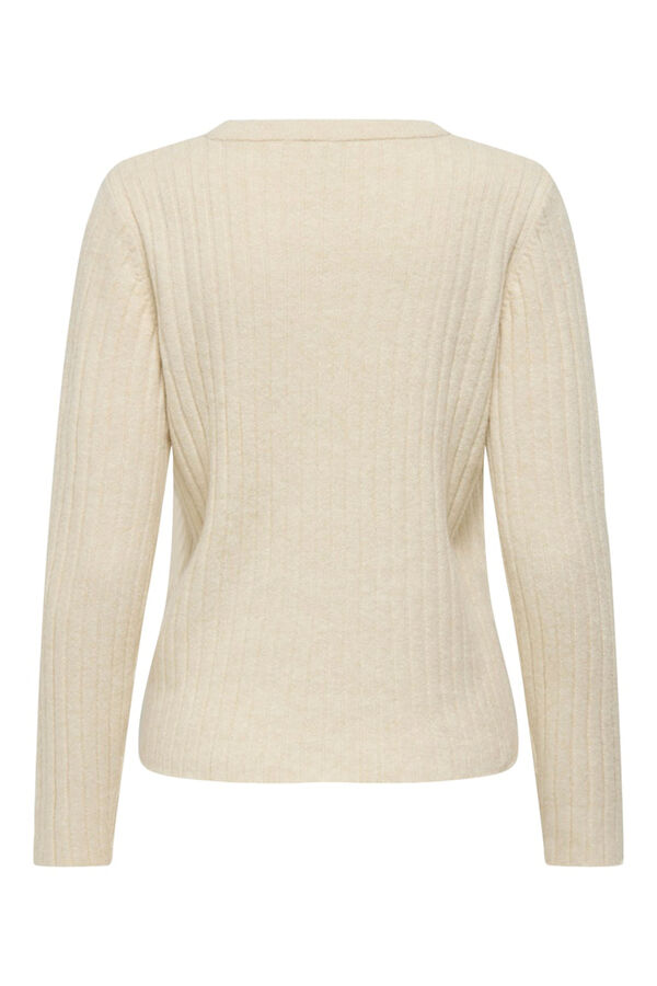 Only Jersey acanalado cuello redondo gris