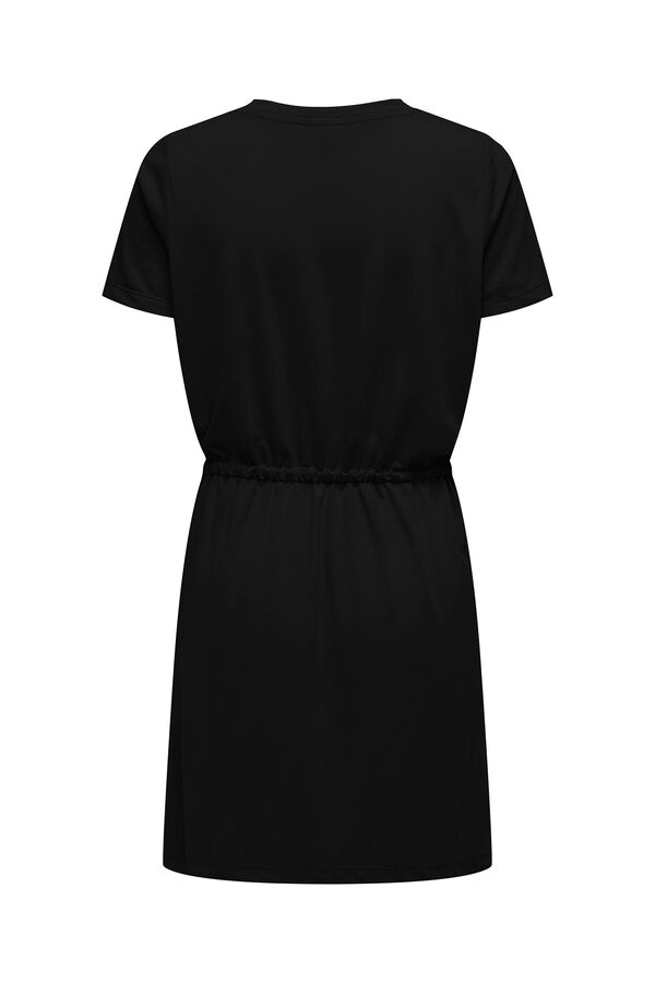 JDY Vestido curto decote redondo preto