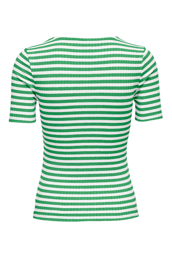 JDY Top manga curta às riscas verde
