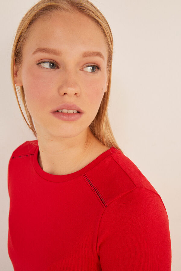 Springfield Camiseta Hombros Crochet rojo