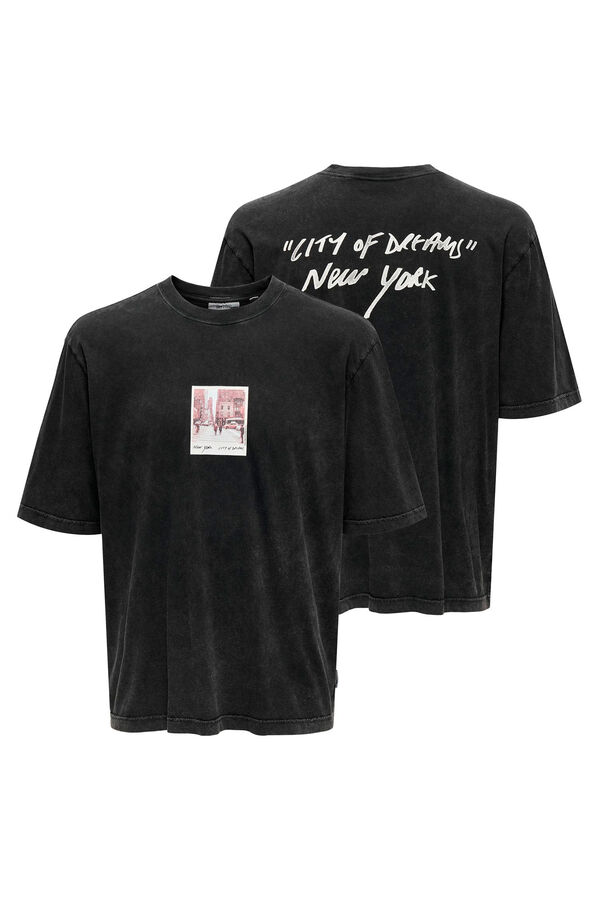 Only & Sons Camiseta manga curta com estampa nas costas preto