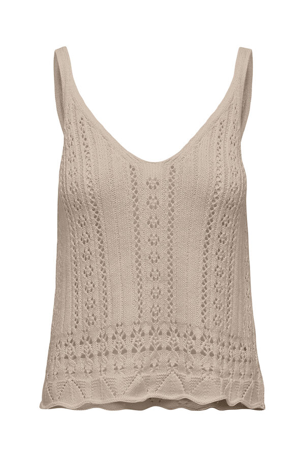 Only Camiseta tirantes de crochet gris