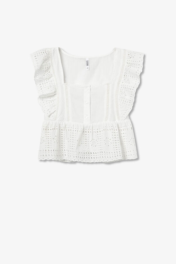 Tiffosi Blusa con volantes blanco