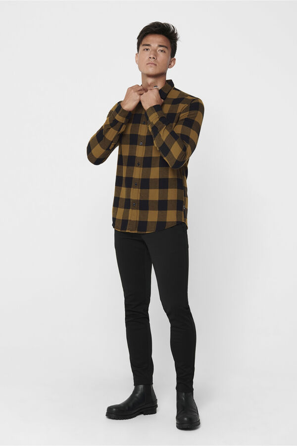 Only & Sons Camisa estampado quadrados cru