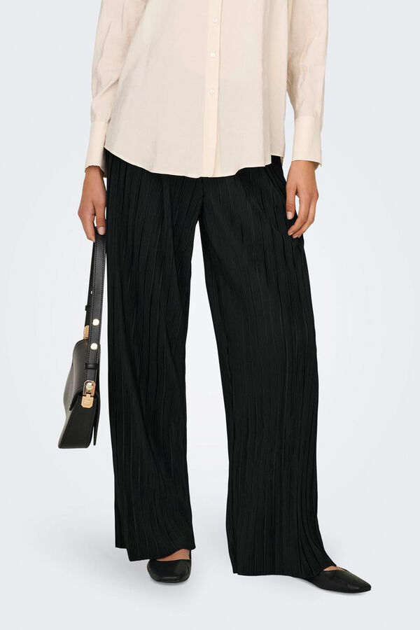 Only Calça fluído plissada preto