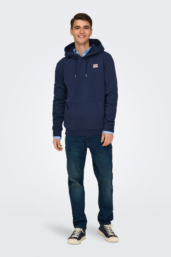 Only & Sons Sudadera de hombre con capucha regular fit. azul