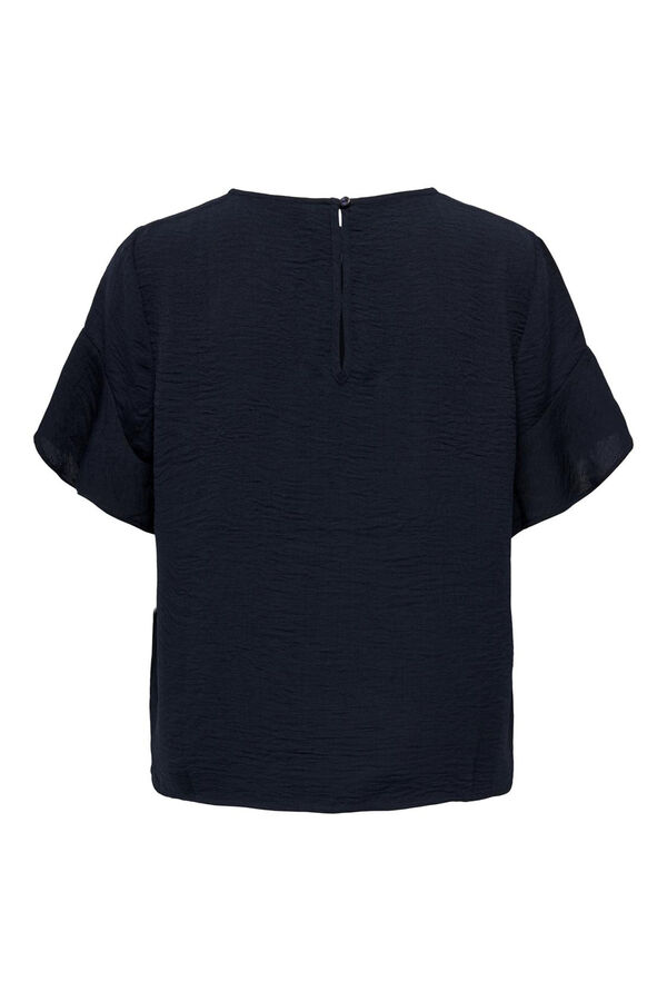 JDY Blusa manga curta folhos azul