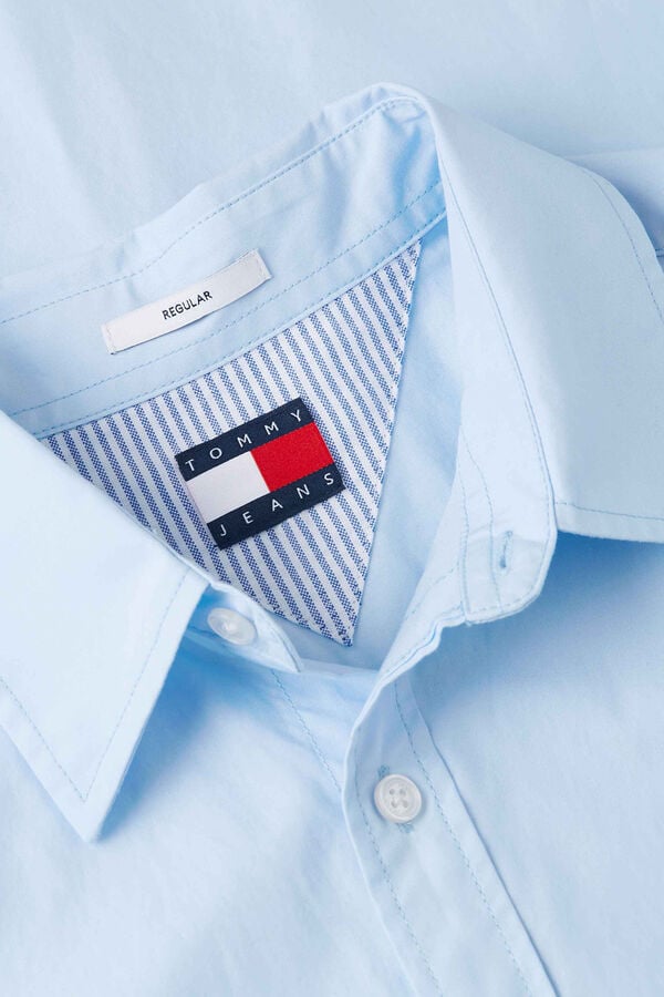 Tommy Jeans Camisa regular de popel&iacute;n azul