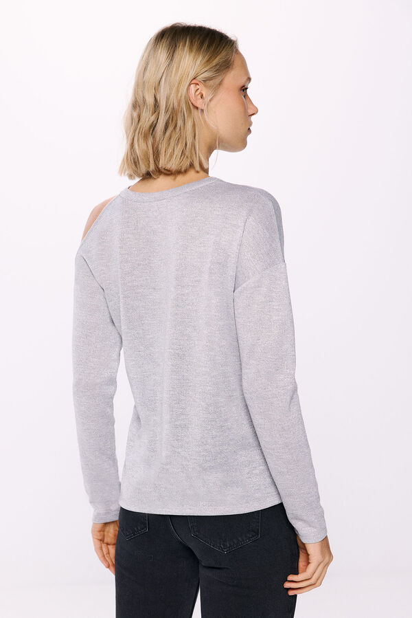 Springfield Camiseta lurex com abertura nos ombros cinzento