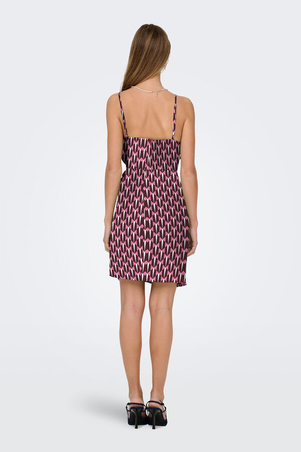 Only Vestido curto com la&ccedil;ada rosa