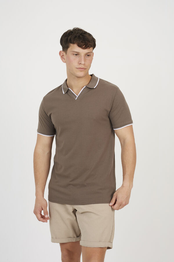 Brave Soul Polo con color en contraste marr&oacute;n