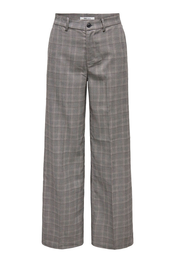 Only Pantal&oacute;n recto de cuadros gris