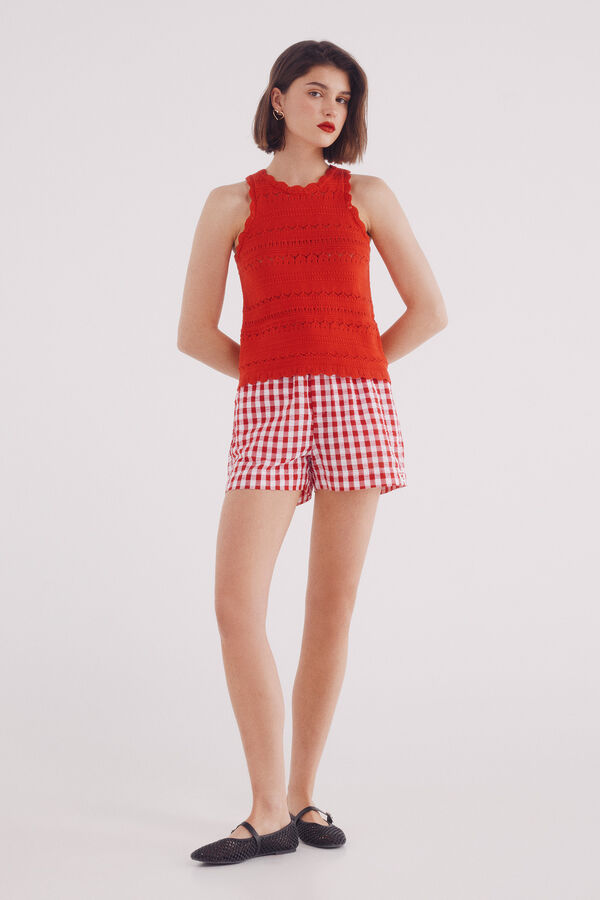 Springfield Shorts cuadros vichy rojo