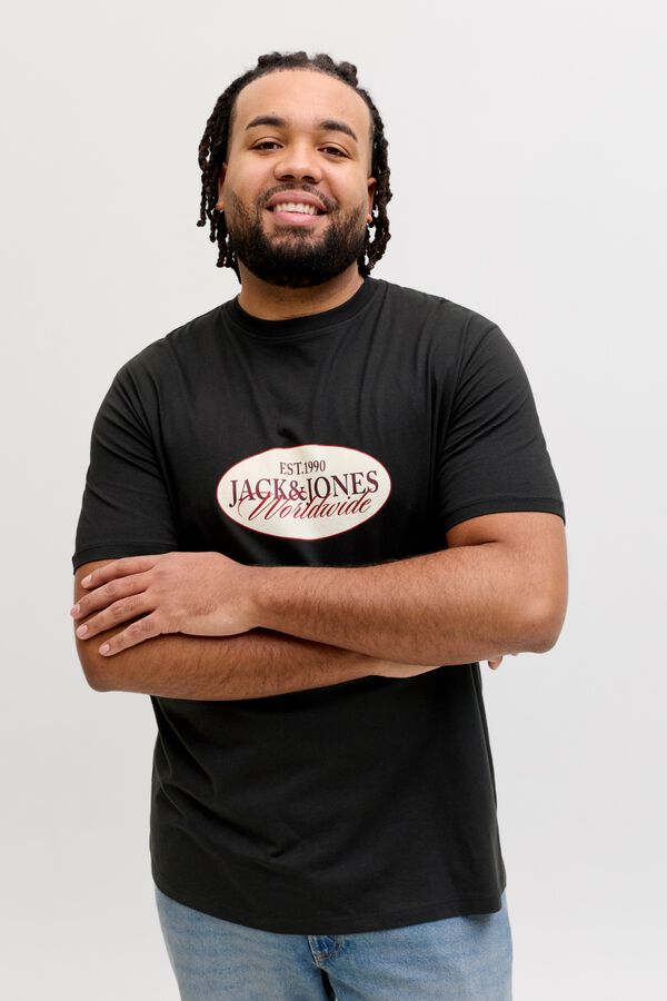Jack & Jones PLUS T-shirt b&aacute;sica manga curta preto