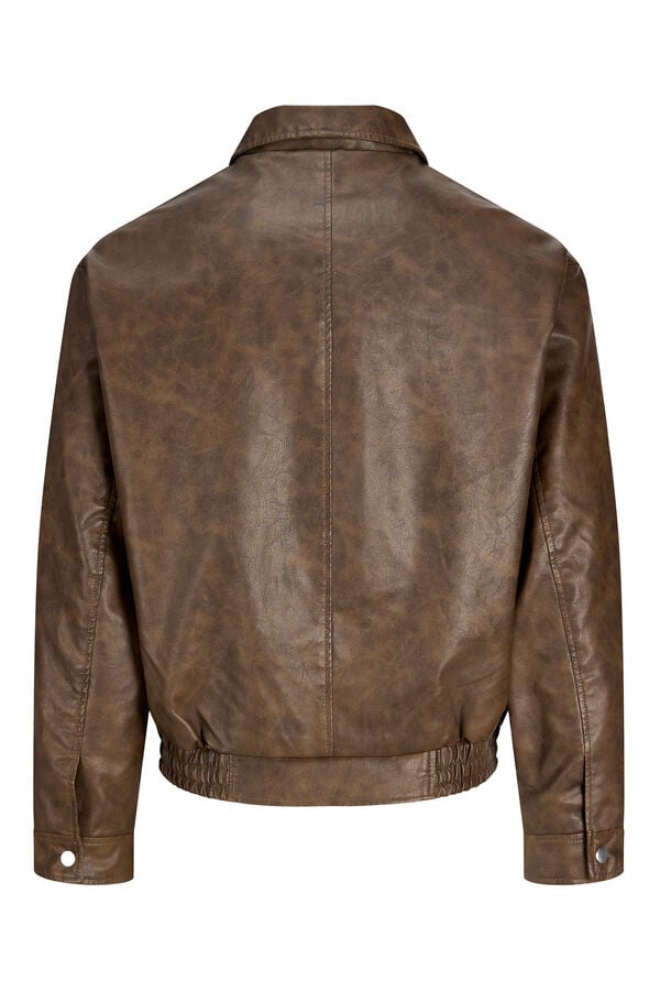 Jack & Jones Cazadora bomber polipiel marr&oacute;n