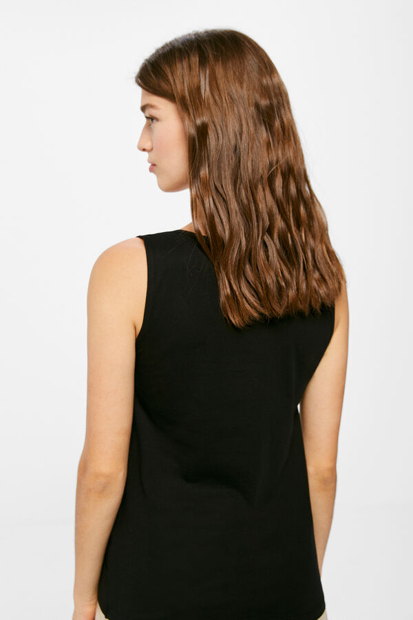 Springfield Blusa Bimateria Escote Pico Lace negro