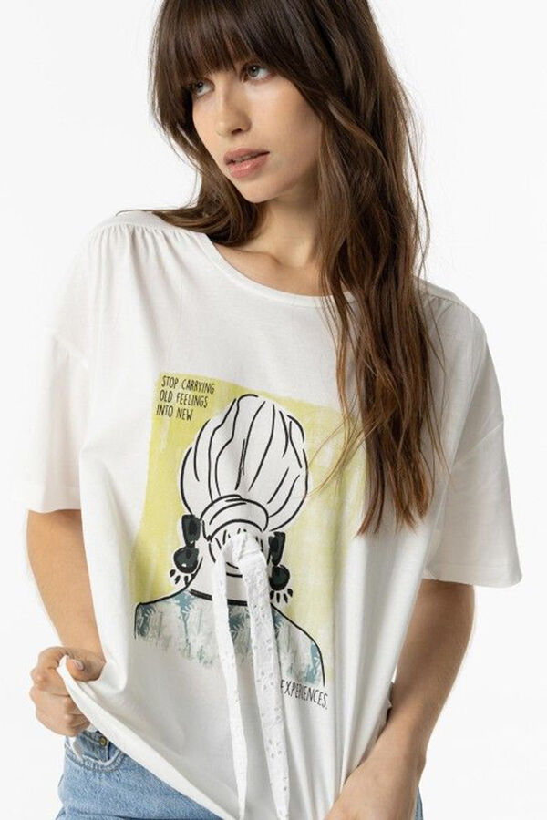 Tiffosi Camiseta Estampado Frontal con Aplique blanco