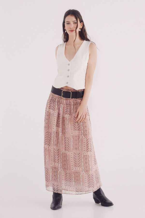 Springfield Saia longa de chiffon lurex rosa