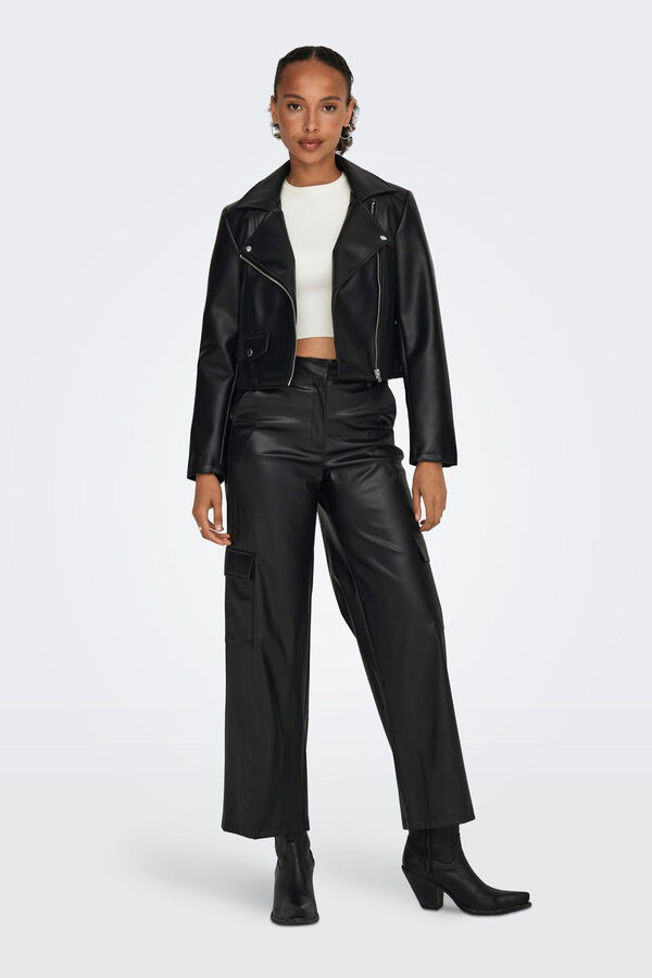 JDY Cazadora de polipiel negro