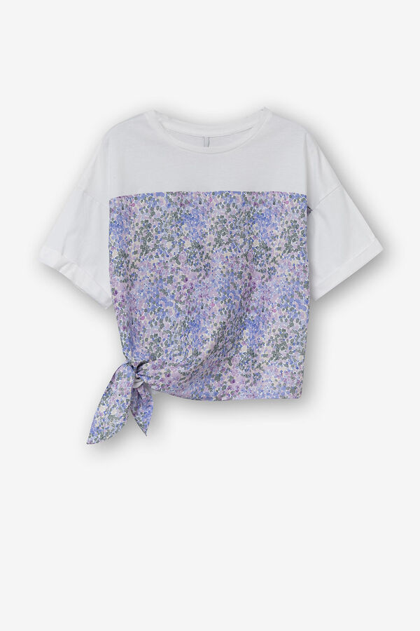 Tiffosi Camiseta Combinada con Nudo blanco
