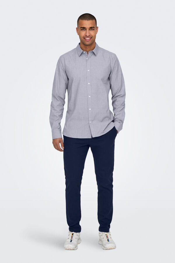 Only & Sons Camisa de hombre slim fit azul