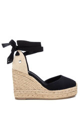 XTI Alpargatas com cunha tipo valenciana para mulher preto