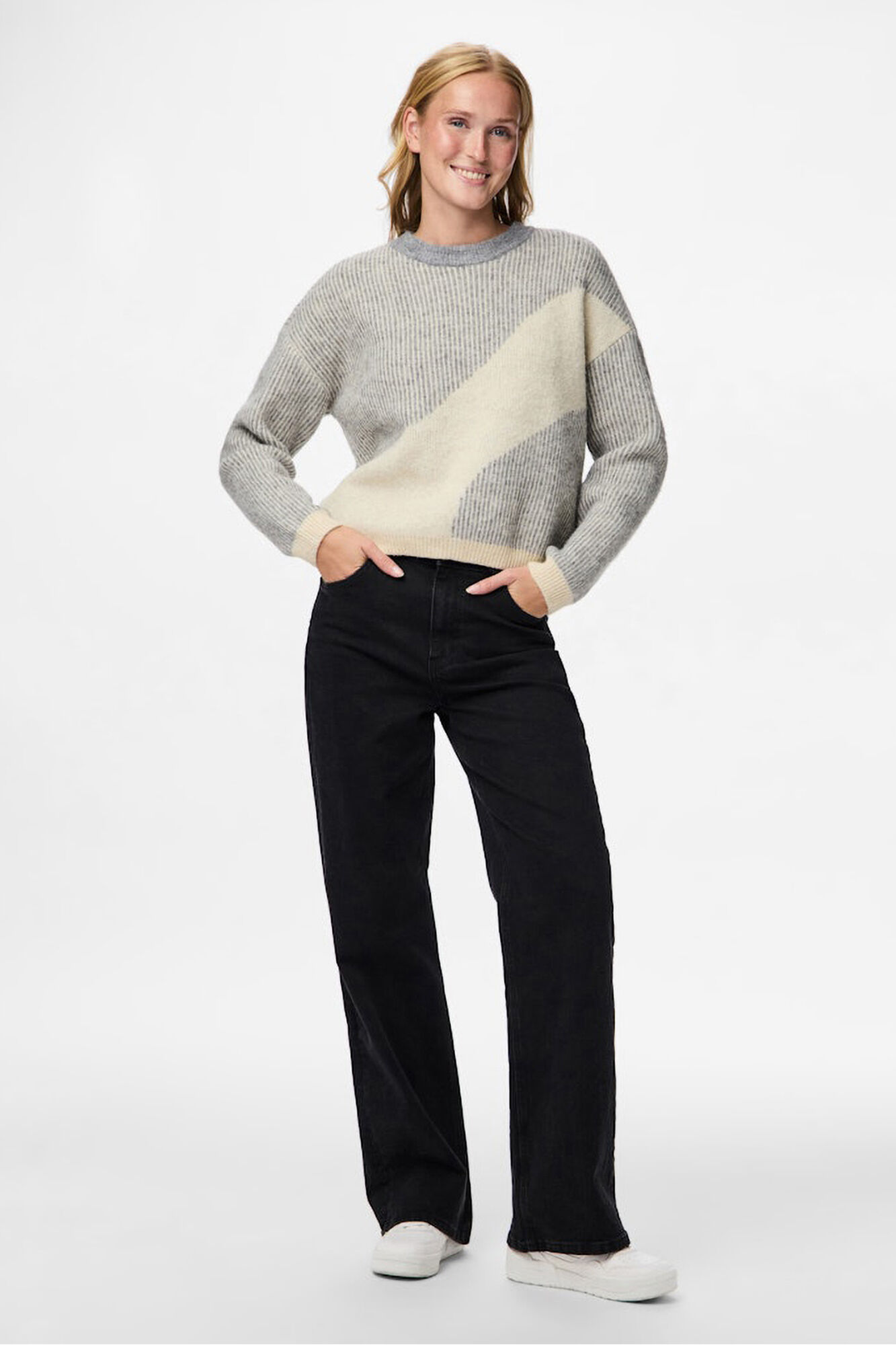 Pieces Jersey bicolor cuello contraste